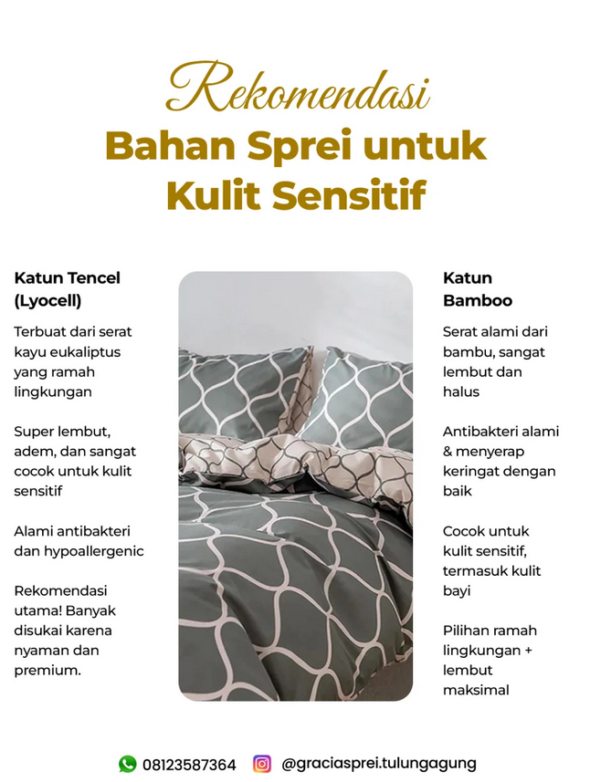 <p>Ini nih, rekomendasi bahan sprei untuk kulit se